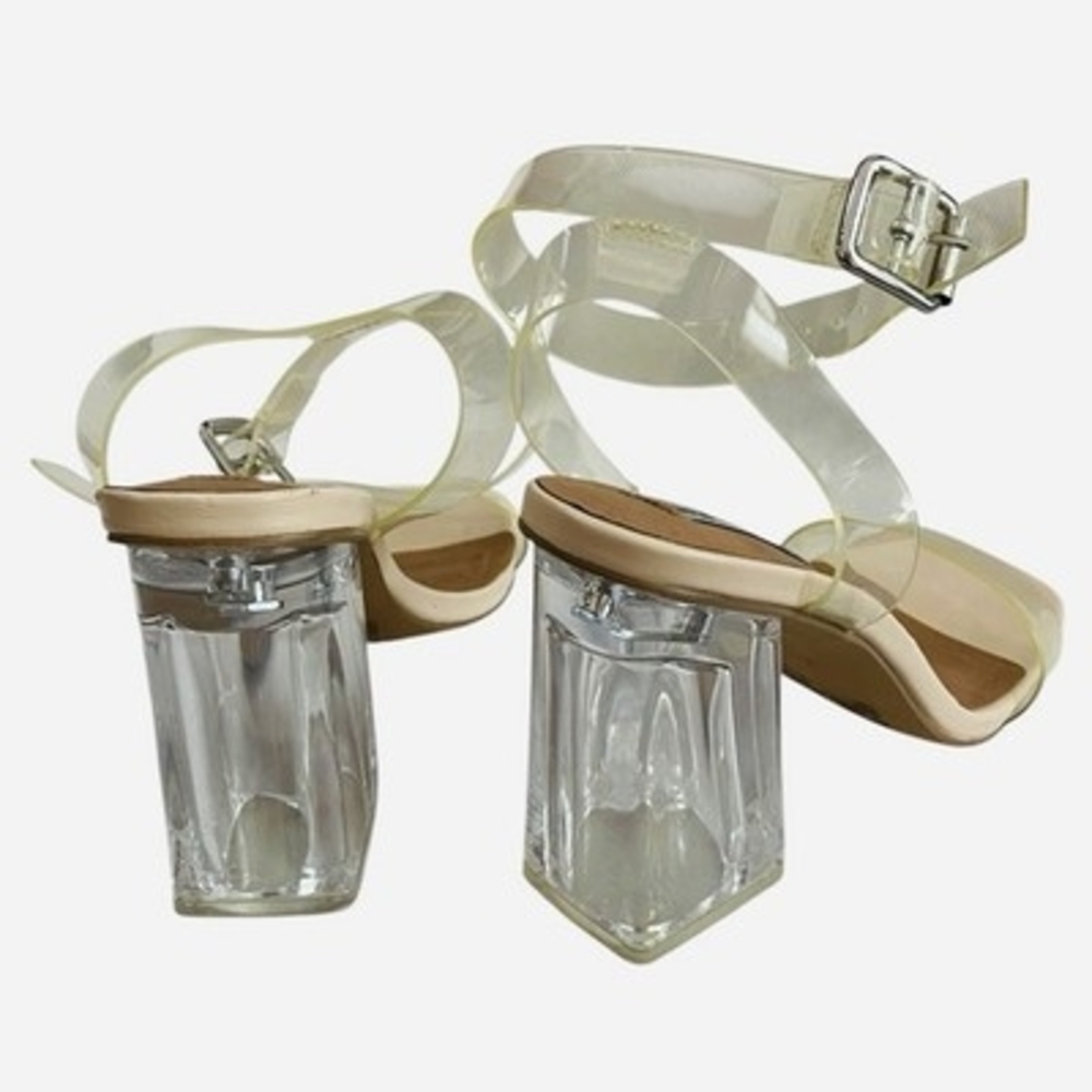 Steve Madden Camille Women's Clear Block Heel Ankle Strap Sandals Sz 8.5 - Picture 5 of 7